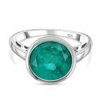 Emeraldine Quartz  Solitaire Ring in Platinum Overlay Sterling Silver 4.00 Ct