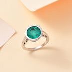 Emeraldine Quartz  Solitaire Ring in Platinum Overlay Sterling Silver 4.00 Ct