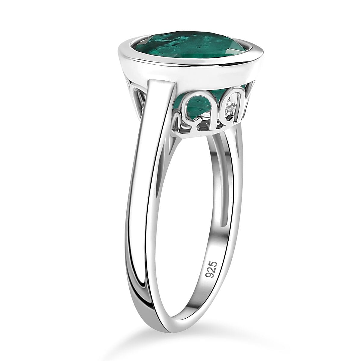 Emeraldine Quartz  Solitaire Ring in Platinum Overlay Sterling Silver 4.00 Ct 7795944 3