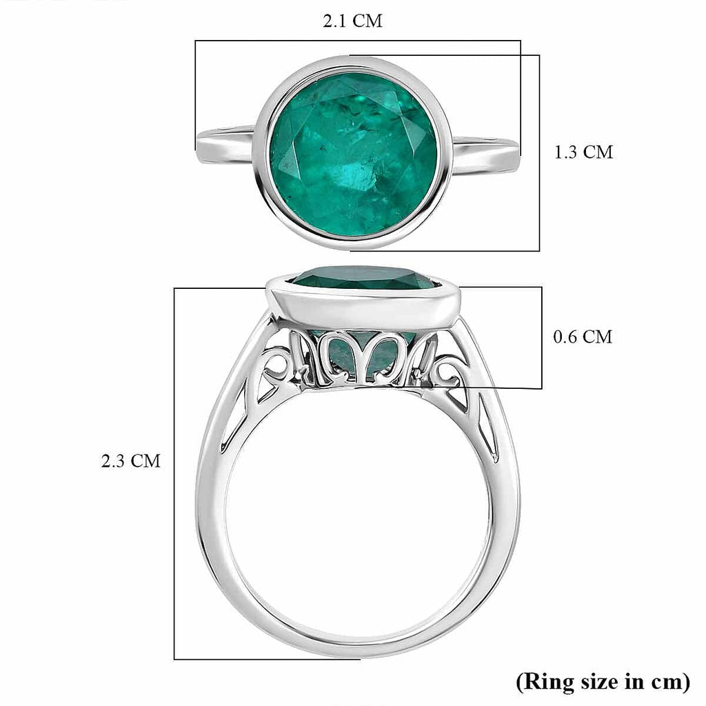 Emeraldine Quartz  Solitaire Ring in Platinum Overlay Sterling Silver 4.00 Ct