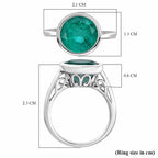 Emeraldine Quartz  Solitaire Ring in Platinum Overlay Sterling Silver 4.00 Ct