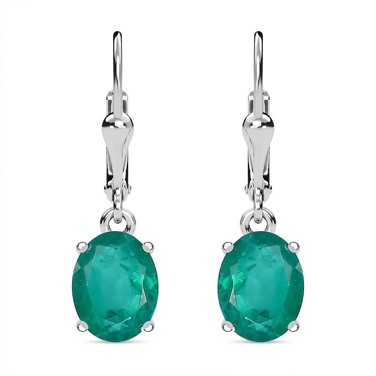 Emeraldine Triplet Quartz Solitaire Lever Back Earrings in Platinum Overlay Sterling Silver 7826373 0