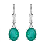 Emeraldine Quartz Solitaire Lever Back Earrings in Platinum Overlay Sterling Silver 4.66 Ct