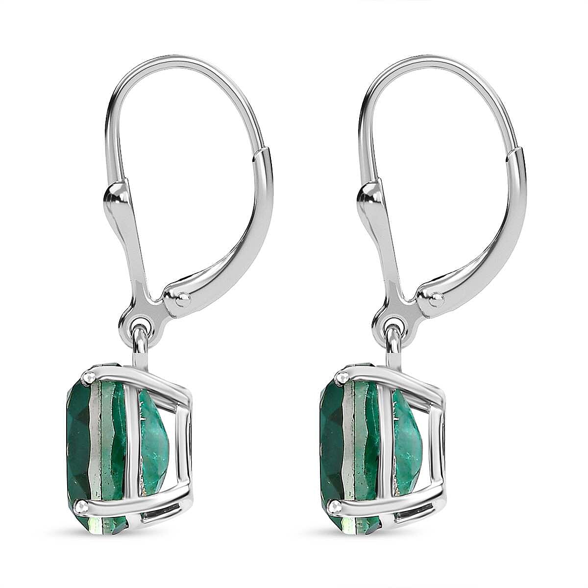 Emeraldine Triplet Quartz Solitaire Lever Back Earrings in Platinum Overlay Sterling Silver 7826373 5
