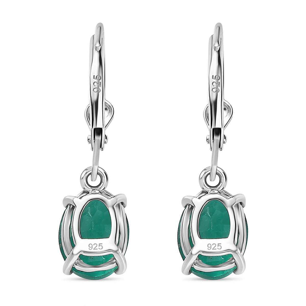 Emeraldine Triplet Quartz Solitaire Lever Back Earrings in Platinum Overlay Sterling Silver 7826373 6