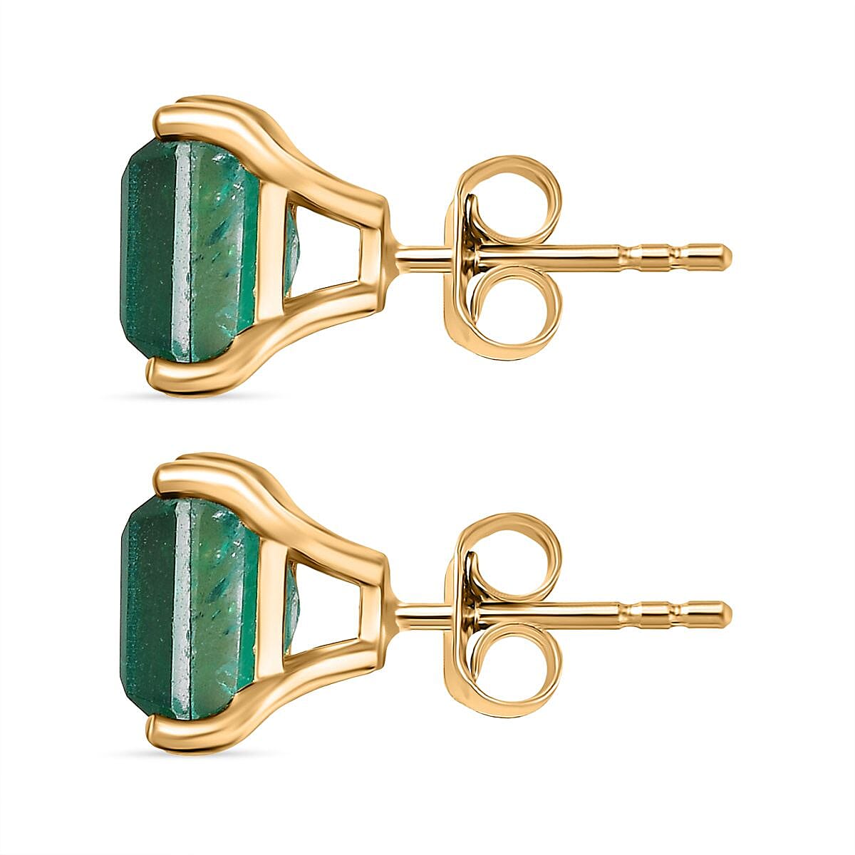 Emeraldine Triplet Quartz Solitaire Stud Push Post Earring in 14K Gold Overlay Sterling Silver 6.07 Ct. 8066577 4