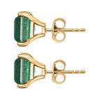 Emeraldine Triplet Quartz Solitaire Stud Push Post Earring in 14K Gold Overlay Sterling Silver 6.07 Ct.