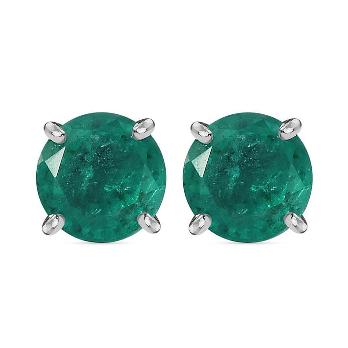 Emeraldine Triplet Quartz Solitaire Stud Push Post Earrings in Platinum Overlay Sterling Silver 3.446 Ct. 7826378 1