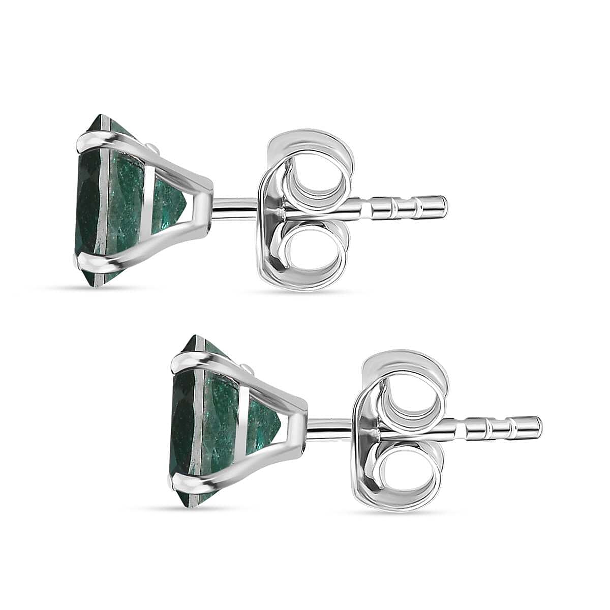 Emeraldine Triplet Quartz Solitaire Stud Push Post Earrings in Platinum Overlay Sterling Silver 3.446 Ct. 7826378 5