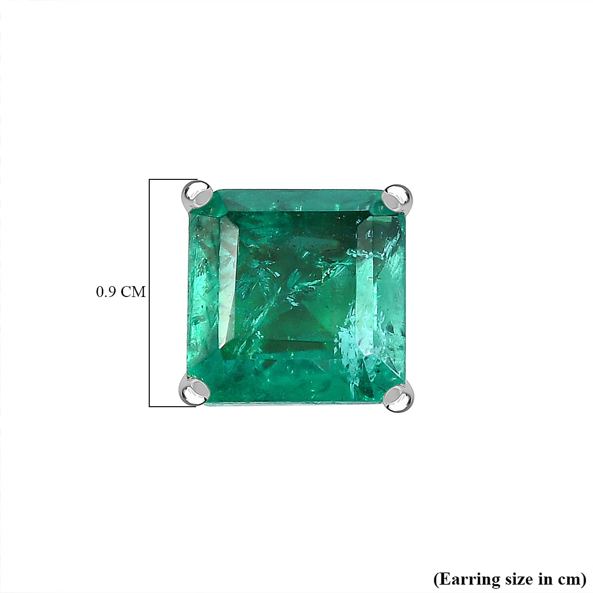 Emeraldine Triplet Quartz Solitaire Stud Push Post Earring in Platinum Overlay Sterling Silver 6.07 Ct. 8066576 5
