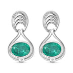 Emeraldine Quartz Solitaire Earrings in Rhodium Overlay Sterling Silver 3.20 Ct