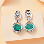 Emeraldine Quartz Solitaire Earrings in Rhodium Overlay Sterling Silver 3.20 Ct
