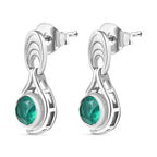 Emeraldine Quartz Solitaire Earrings in Rhodium Overlay Sterling Silver 3.20 Ct