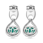 Emeraldine Quartz Solitaire Earrings in Rhodium Overlay Sterling Silver 3.20 Ct