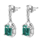 Emeraldine Quartz Solitaire Earring in Rhodium Overlay Sterling Silver 3.56 ct