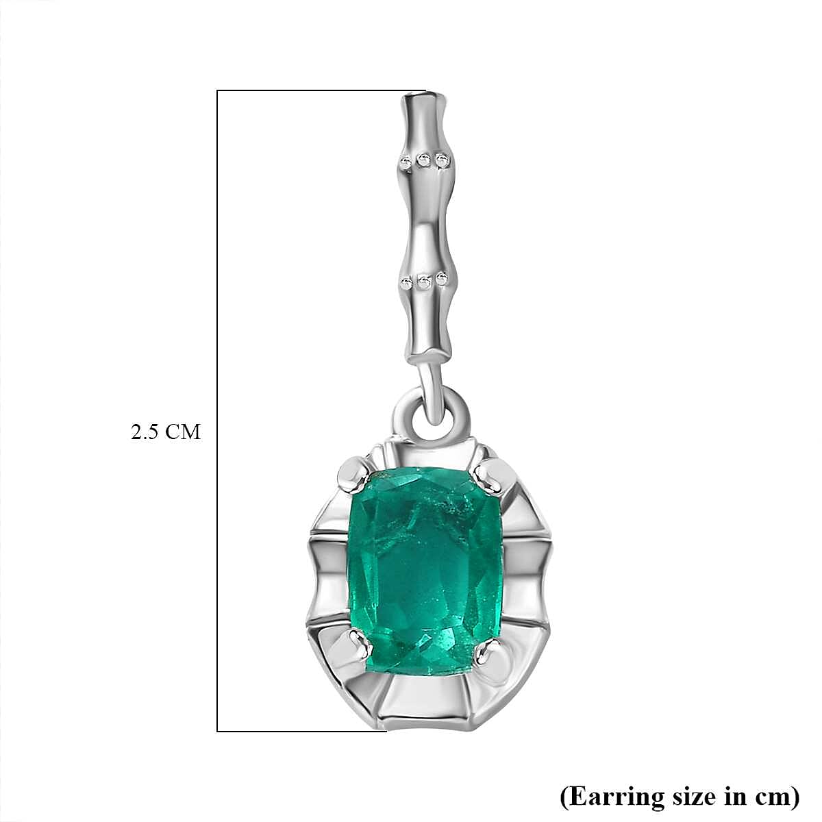 Emeraldine Triplet Quartz Solitaire Dangle Push Post Earrings in Rhodium Plated Sterling Silver3.648 Ct. 7824073 7