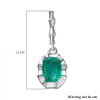 Emeraldine Quartz Solitaire Earring in Rhodium Overlay Sterling Silver 3.56 ct