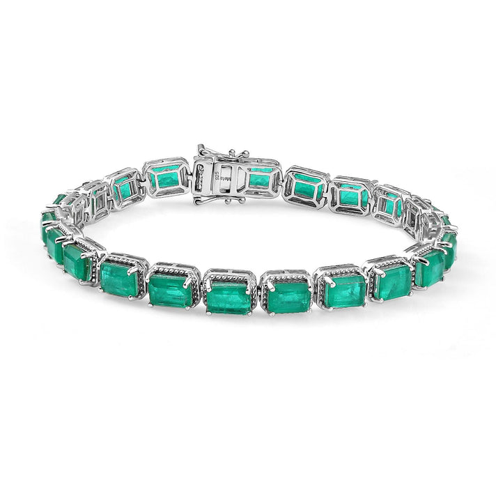 Emeraldine Triplet Quartz Tennis Bracelet (Size 7) with GB Lock Box in Rhodium Overlay Sterling Silver 22.36 Ct, Silver Wt. 13.60 Gms. 8059347 1