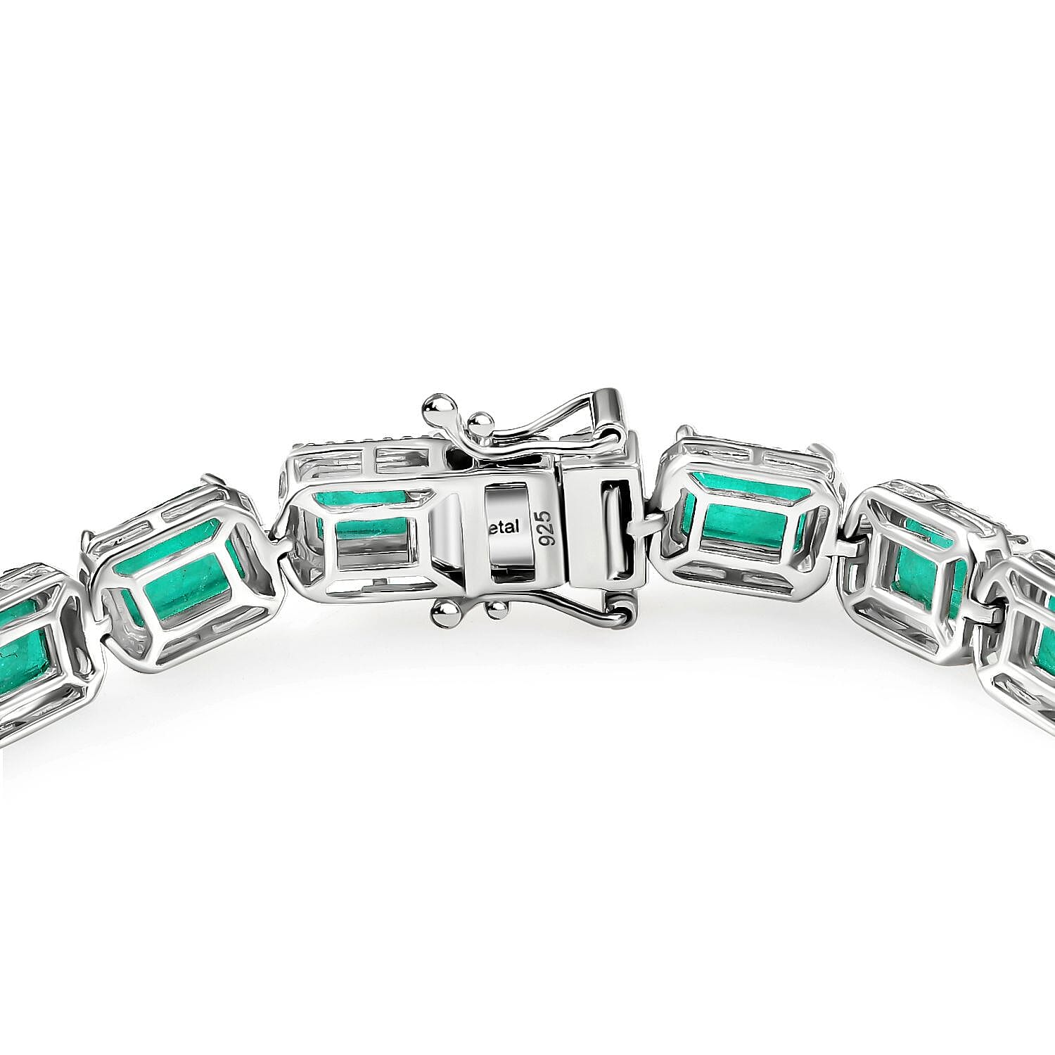 Emeraldine Triplet Quartz Tennis Bracelet (Size 7) with GB Lock Box in Rhodium Overlay Sterling Silver 22.36 Ct, Silver Wt. 13.60 Gms. 8059347 3