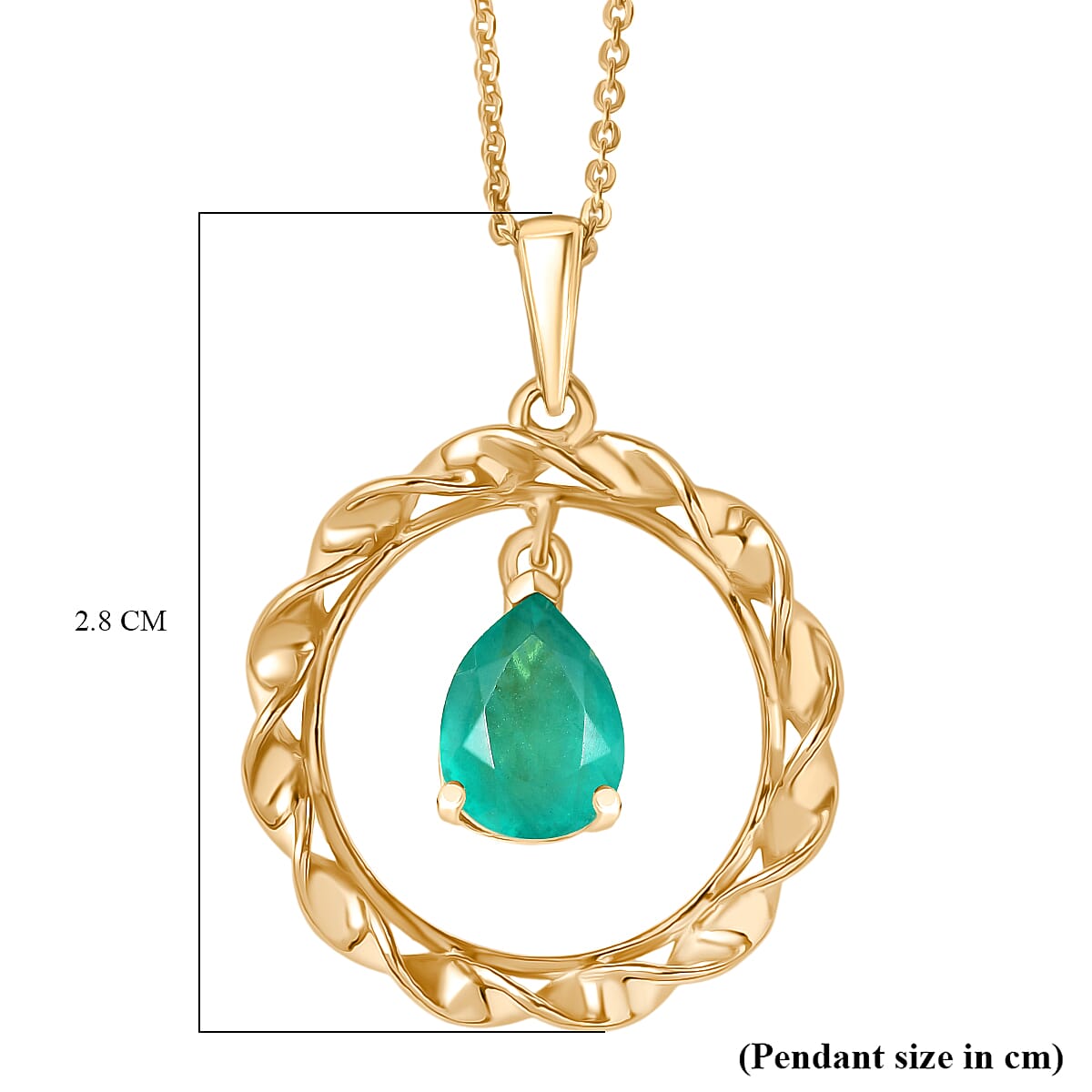 D'Joy Emeraldine Triplet Quartz Chain &amp; Circle Pendant in Yellow Gold Plated Sterling Silver 1.51 Ct. 4439155 7