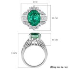 Emeraldine Triplet Quartz & Natural Zircon Ring in Platinum Overlay Sterling Silver 7.51 Ct.