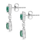Emeraldine Triplet Quartz & White Zircon Dangling Earring with Push Back in Rhodium Overlay Sterling Silver 5.29 Ct.