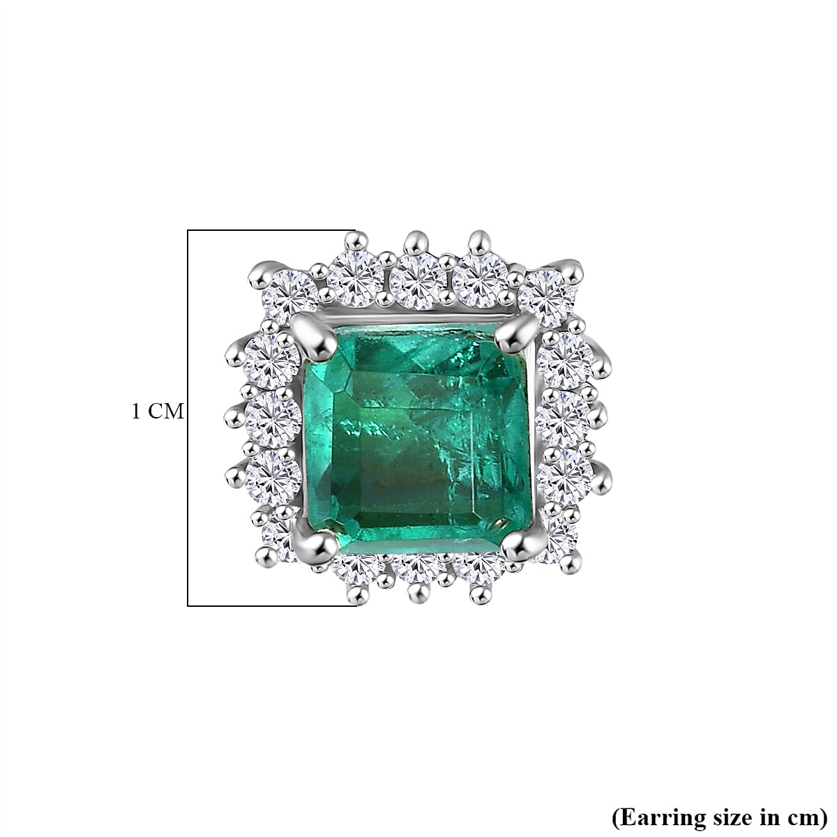 Emeraldine Triplet Quartz &amp; White Zircon Earring with Push Back in Rhodium Overlay Sterling Silver 3.04 Ct. 8068938 5