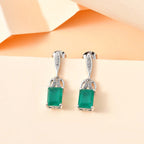 Emeraldine Quartz,  Zircon Earring in Rhodium Overlay Sterling Silver 5.08 ct