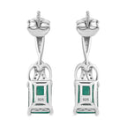 Emeraldine Quartz,  Zircon Earring in Rhodium Overlay Sterling Silver 5.08 ct
