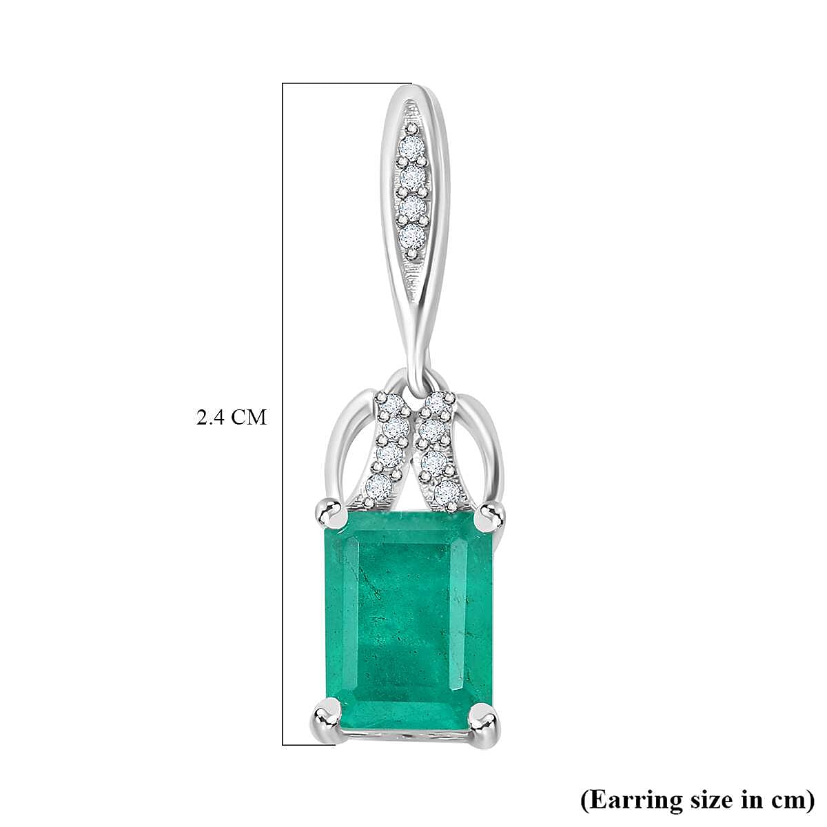 Emeraldine Triplet Quartz, White Zircon Fancy Dangle Earrings in Rhodium Plated Sterling Silver 7824066 6