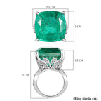 Emeraldine Quartz & Natural Zircon Ring in Rhodium Overlay Sterling Silver 26.90 Ct, Silver Wt. 5.99 Gms.