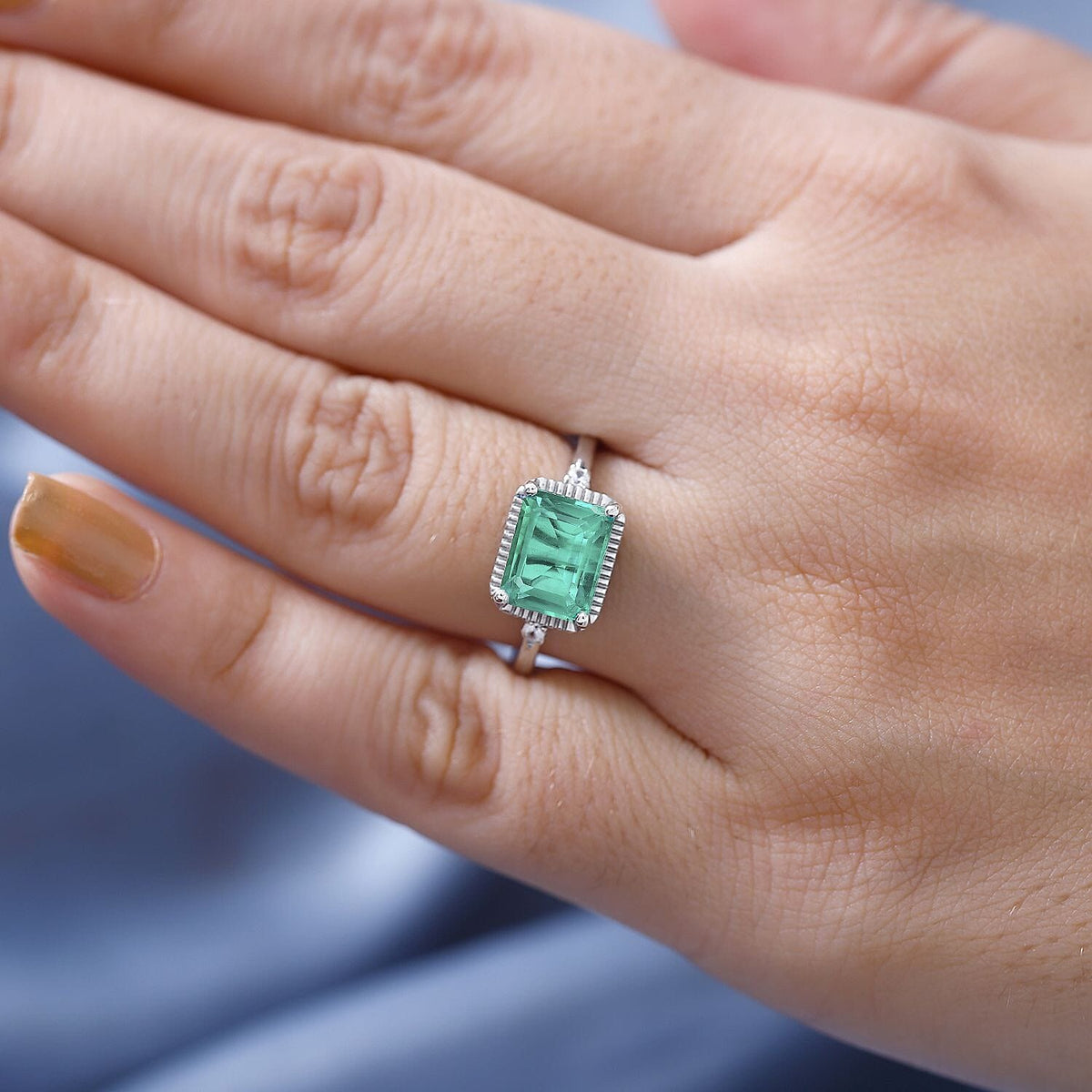 Emeraldine Triplet Quartz and Natural Zircon 3-Stone Ring in Rhodium Overlay Sterling Silver 2.76 Ct 7807290 3