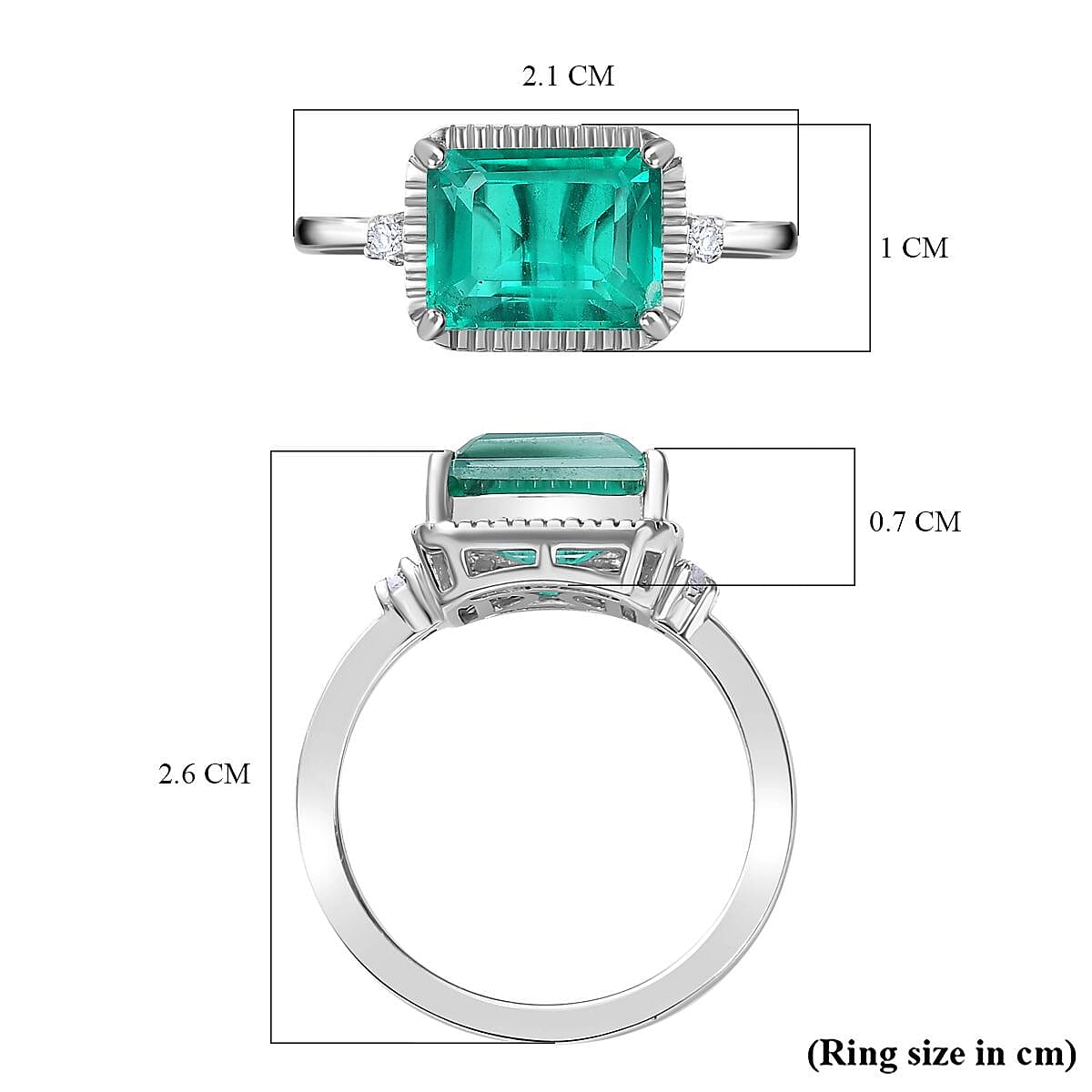 Emeraldine Triplet Quartz and Natural Zircon 3-Stone Ring in Rhodium Overlay Sterling Silver 2.76 Ct 7807290 6