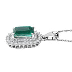 Emeraldine Triplet Quartz & White Zircon Pendant with Chain (Size 20) in Rhodium Overlay Sterling Silver 2.24 Ct.