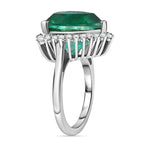 Emeraldine Triplet Quartz & White Zircon Ring in Rhodium Overlay Sterling Silver 10.09 Ct.