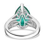 Emeraldine Triplet Quartz & White Zircon Ring in Rhodium Overlay Sterling Silver 5.97 Ct.