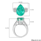 Emeraldine Triplet Quartz & White Zircon Ring in Rhodium Overlay Sterling Silver 5.97 Ct.