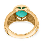 Emeraldine Triplet Quartz & White Zircon Ring in Vermeil Yellow Gold Sterling Silver 3.46 Ct.