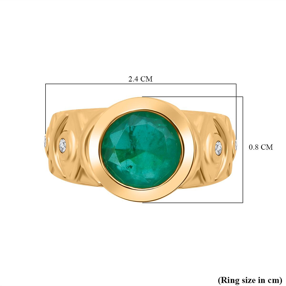 Emeraldine Triplet Quartz &amp; White Zircon Ring in Vermeil Yellow Gold Sterling Silver 3.46 Ct. 7962361 11