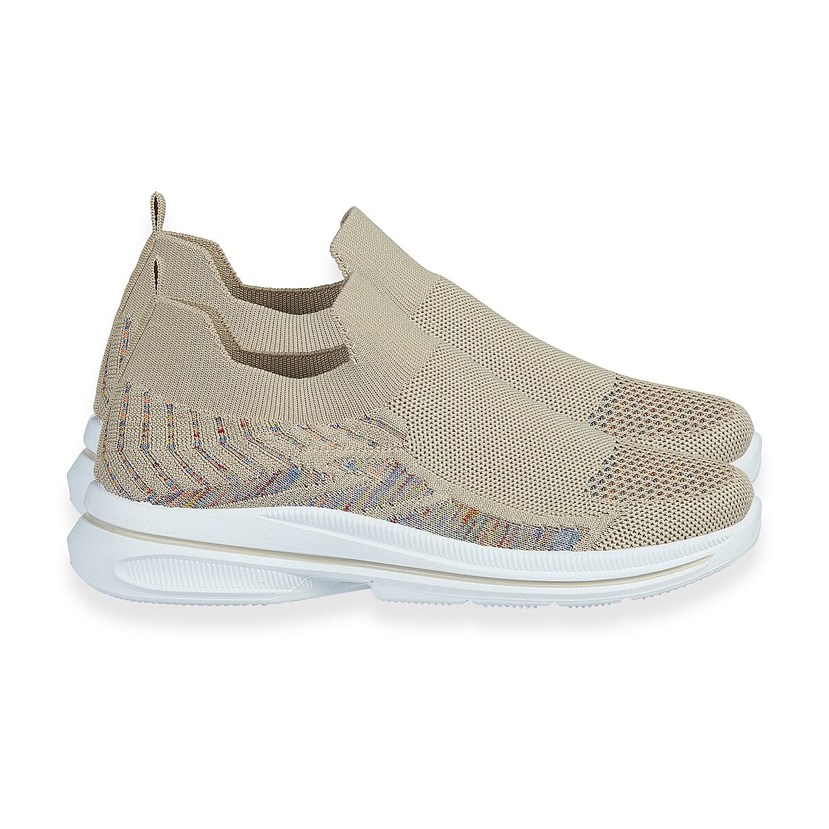 Emma Appletini Fly Knit Casual Trainer (Size 7) - Beige 8321916 1