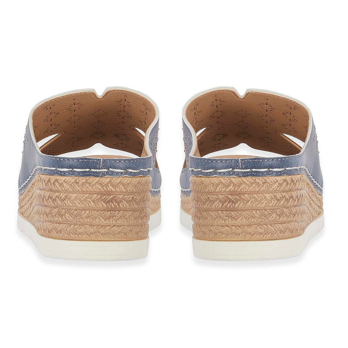 Emma Diamante Trim Ladies Wedge Sandals (Size 5) - Blue V32518743 2