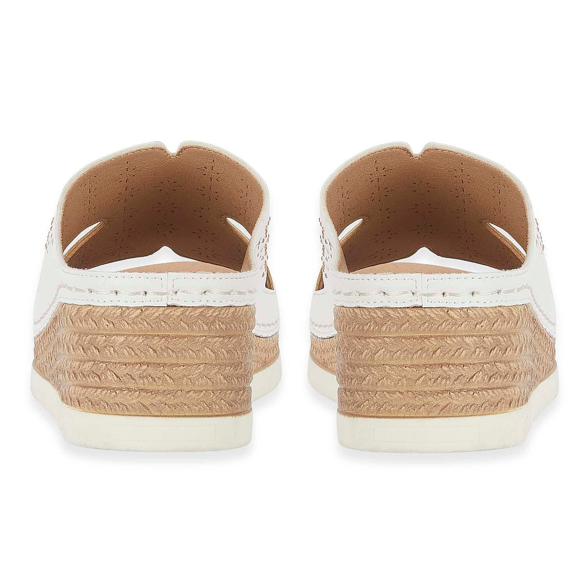 Emma Diamante Trim Ladies Wedge Sandals (Size 6) - White V32518749 2