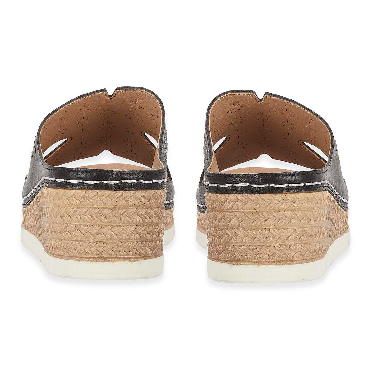 Emma Diamante Trim Ladies Wedge Sandals (Size 7) - Black V32519707 2