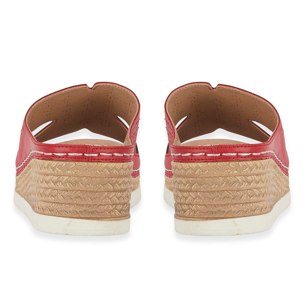 Emma Diamante Trim Ladies Wedge Sandals (Size 7) - Red V32518738 2