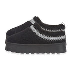 Emma Panda Embroidered Trim Platform Sherpa Boots (Size 6) - Black