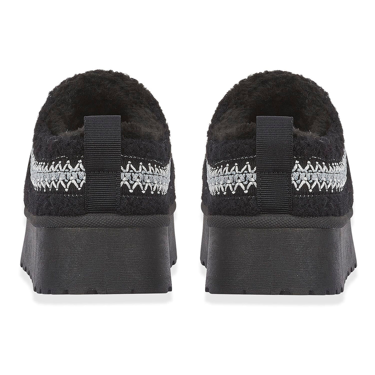 Emma Panda Embroidered Trim Platform Sherpa Boots (Size 6) - Black V32538995 2