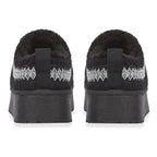 Emma Panda Embroidered Trim Platform Sherpa Boots (Size 6) - Black