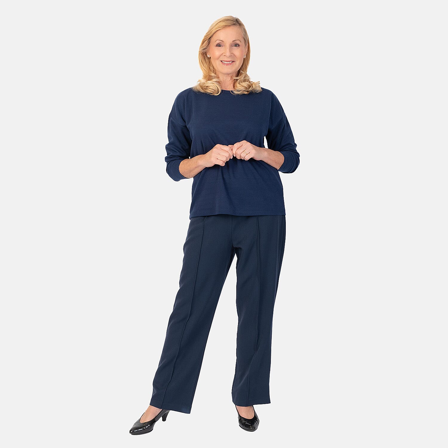 Emma Ladies Wide Leg Trousers - Navy 7925976 0