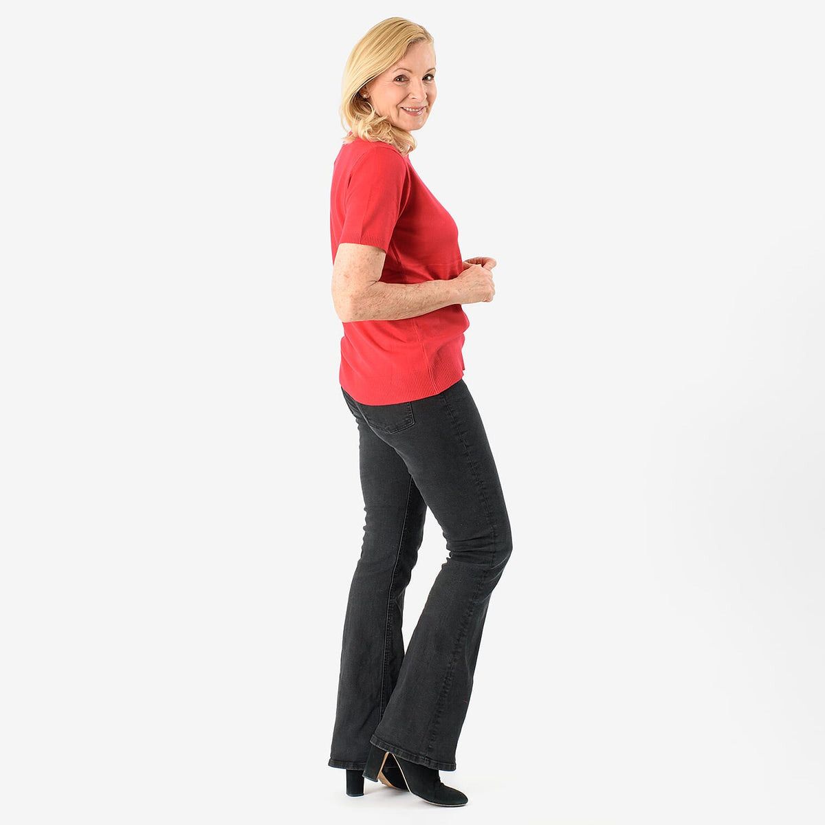Emma Round Neck Solid Casual Top (Size 12) - Red V32554558 1