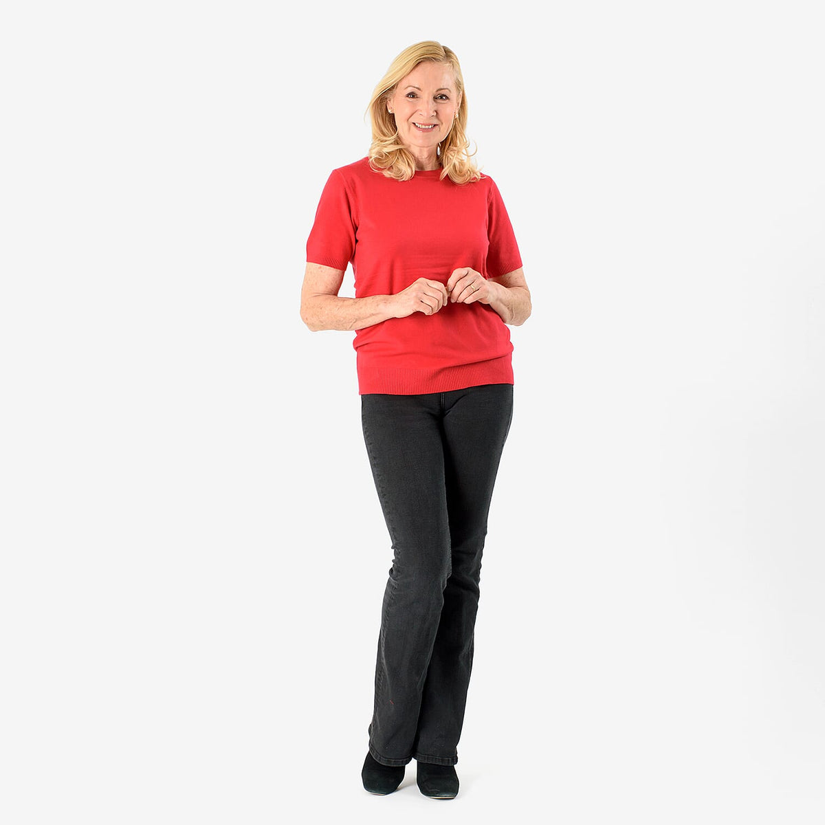 Emma Round Neck Solid Casual Top (Size 12) - Red V32554558 2